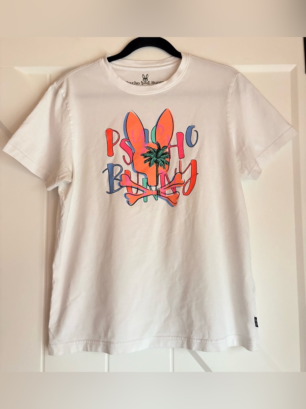 Psycho Bunny Robert White Graphic 100% Pima Cotton Logo T-shirt 4 S